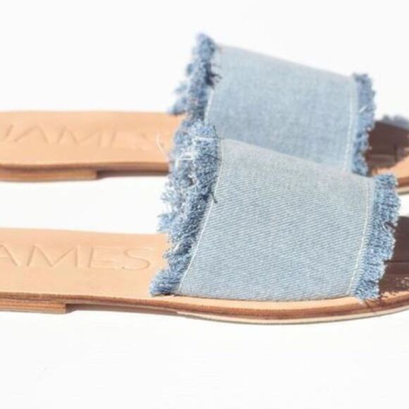 James Smith Jean Slide on Sandals - Frayed Denim - Super Comfortable - Size 8.5 - Picture 2 of 6